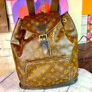 Louis Vuitton Montsouris GM backpack custom dyed black with organizer